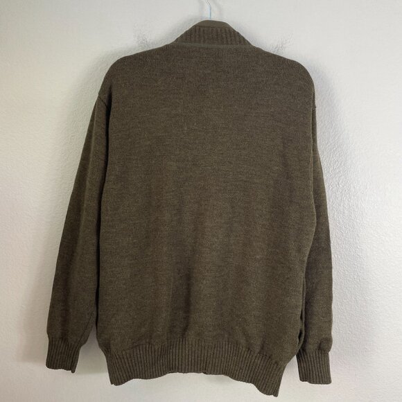 Orvis Mens Large Green Brown 100% Wool Full Zip Bomber Jacket - Picture 8 of 9